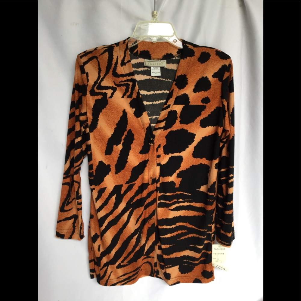NWT Small animal shirt top jacket leopard tiger